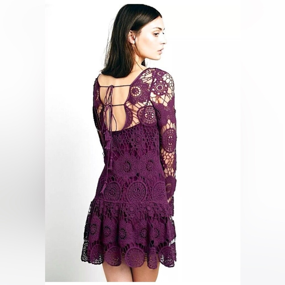 Free People Mini Plum Crochet Dress